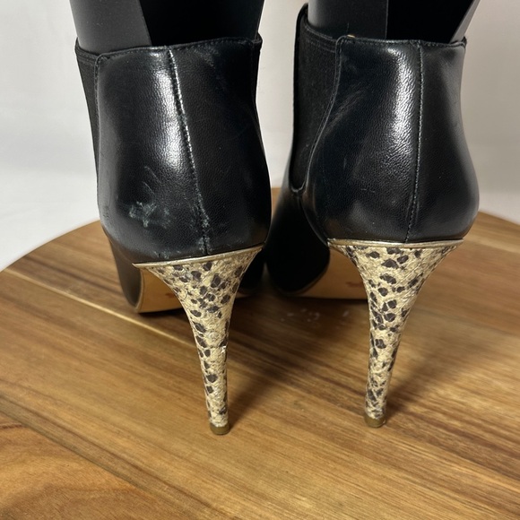 Coach Adrianna Leather Black Peep-Toe Heeled Ankle Pull On Boots Women’s 7.5 B - Picture 5 of 12